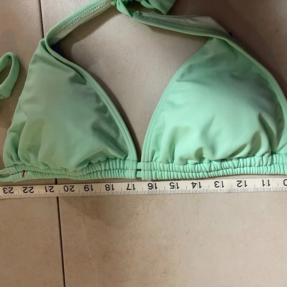 Mint Green Ruched Triangle Bikini Top | Adjustable Tie Back | Retro Y2K Swimwear